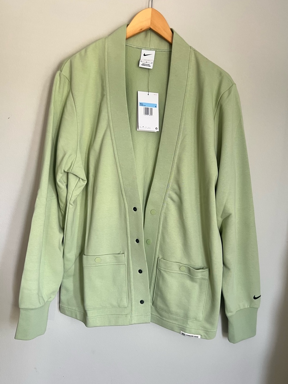 Nike Men's Light Sage Ribbed Knit Cardigan Size M